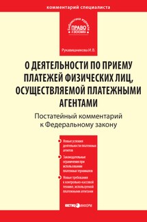Комментарий к Федеральному закону от 3 июня 2009 г. № 103-ФЗ «О деятельности по приему платежей физических лиц, осуществляемой платежными агентами» (постатейный) - Ирина Рукавишникова