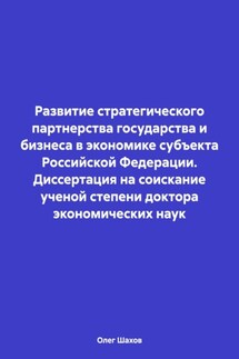 Развитие стратегического партнерства государства и бизнеса в экономике субъекта Российской Федерации. Диссертация на соискание ученой степени доктора экономических наук - Олег Шахов