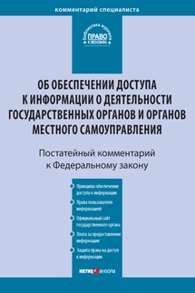 Комментарий к Федеральному закону от 9 февраля 2009 г. № 8-ФЗ «Об обеспечении доступа к информации о деятельности государственных органов и органов местного самоуправления» (постатейный) - Анна Валериевна Филатова, Роман Владимирович Амелин